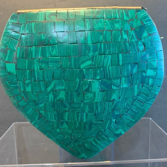 RAMLA HANDMADE Green Mosaic Evil Eye Heart Clutch, NWOT - Picture 3 of 4